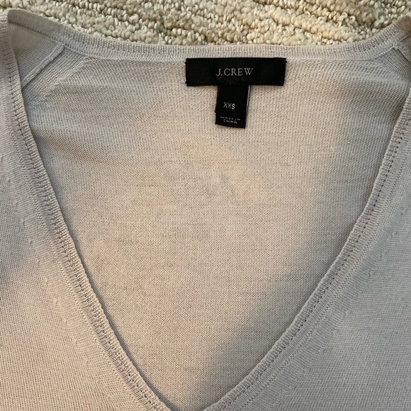 Jcrew light gray silver thin v neck sweater xxs - Picture 2 of 3